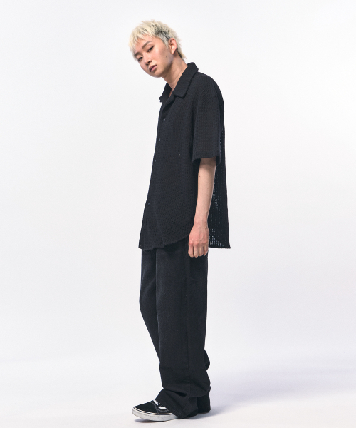 C WEAR BY THE GENIUS(シーウェアバイザジーニアス)の「クロシェニットハーフシャツブラック(シャツ/ブラウス・メンズ・その他・LARGE/MEDIUM/X-LARGE)」の9枚目の写真
