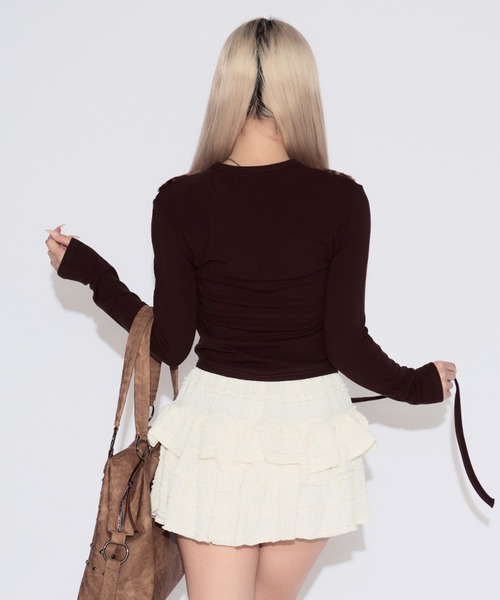 tinkerend(ティンカーエンド)の「Leopard Fur Cutout Tops / ヒョウ柄ファーカットアウトトップス(Tシャツ/カットソー・レディース・ブラウン/ブラック・FREE)」の20枚目の写真