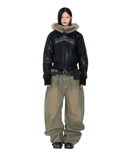 AAKAM(アーカム)の「Hooded Fur Leather Jacket (Black)(ライダースジャケット・レディース・その他・1/2)」の3枚目の写真