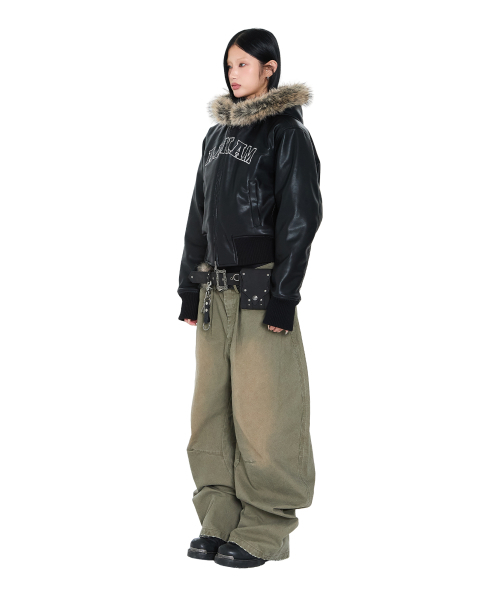 AAKAM(アーカム)の「Hooded Fur Leather Jacket (Black)(ライダースジャケット・レディース・その他・1/2)」の4枚目の写真