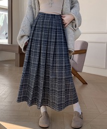 LAFFMO（ラフモ）の「チェック柄プリーツロングスカート（スカート）」