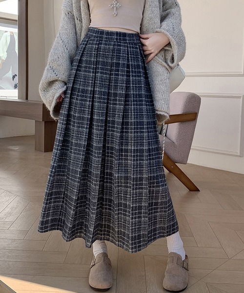 LAFFMO（ラフモ）の「チェック柄プリーツロングスカート（スカート・レディース・ブラウン/ブラック・L/M）」の2枚目の写真