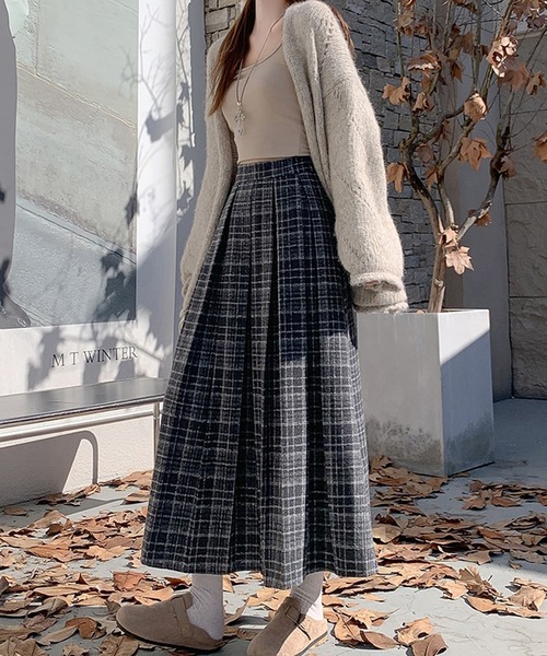 LAFFMO（ラフモ）の「チェック柄プリーツロングスカート（スカート・レディース・ブラウン/ブラック・L/M）」の3枚目の写真