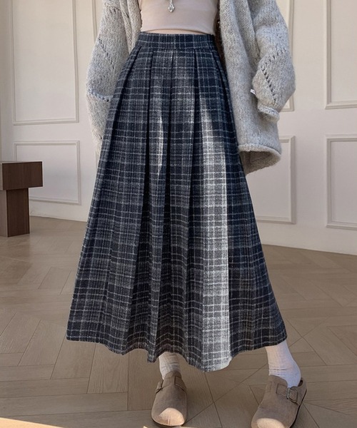 LAFFMO（ラフモ）の「チェック柄プリーツロングスカート（スカート・レディース・ブラウン/ブラック・L/M）」の5枚目の写真