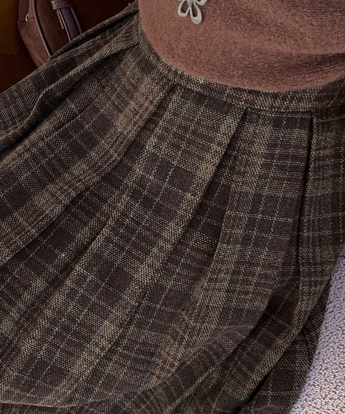 LAFFMO（ラフモ）の「チェック柄プリーツロングスカート（スカート・レディース・ブラウン/ブラック・L/M）」の21枚目の写真