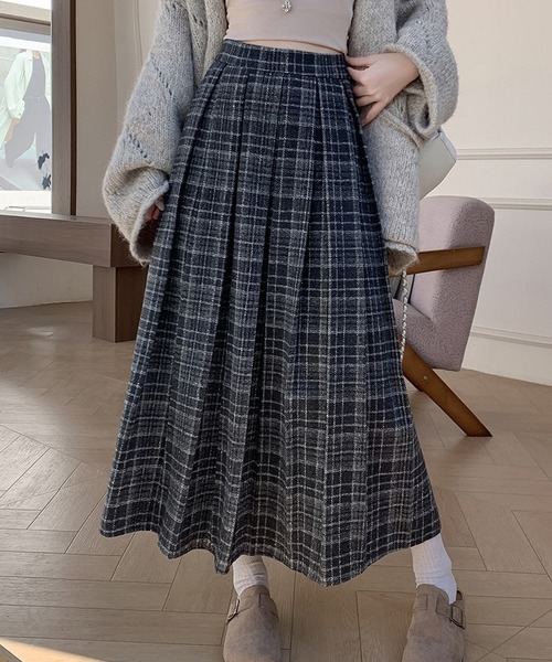 LAFFMO（ラフモ）の「チェック柄プリーツロングスカート（スカート・レディース・ブラウン/ブラック・L/M）」の8枚目の写真