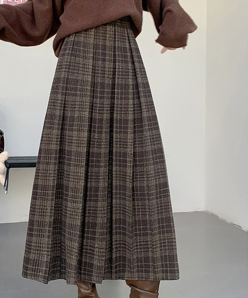 LAFFMO（ラフモ）の「チェック柄プリーツロングスカート（スカート・レディース・ブラウン/ブラック・L/M）」の18枚目の写真