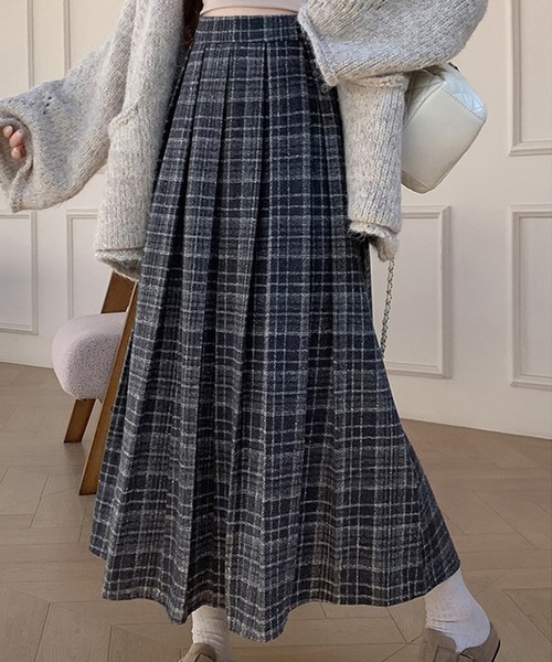 LAFFMO（ラフモ）の「チェック柄プリーツロングスカート（スカート・レディース・ブラウン/ブラック・L/M）」の12枚目の写真