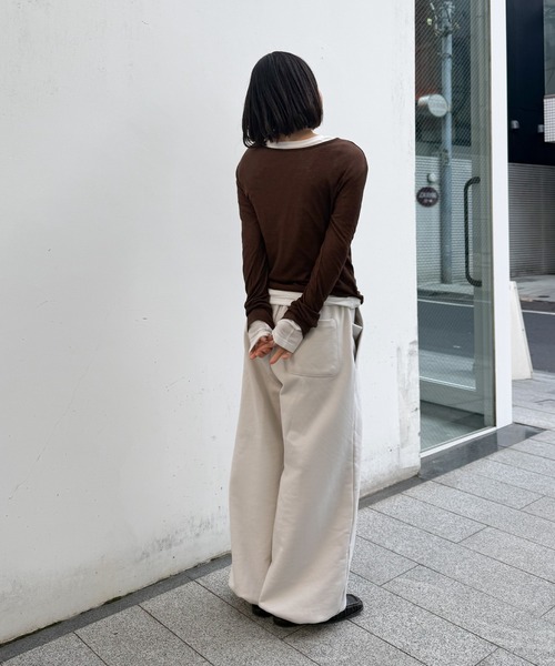 select MOCA by son(セレクトモカバイソン)の「2WAYツイストシアーテレコトップス【by SON】(Tシャツ/カットソー・レディース・チャコールグレー/ブラウン/アイボリー・FREE)」の20枚目の写真