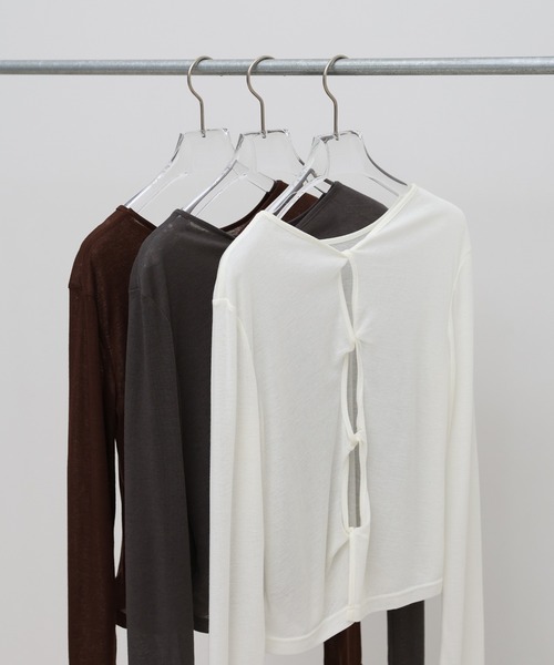 select MOCA by son(セレクトモカバイソン)の「2WAYツイストシアーテレコトップス【by SON】(Tシャツ/カットソー・レディース・チャコールグレー/ブラウン/アイボリー・FREE)」の21枚目の写真