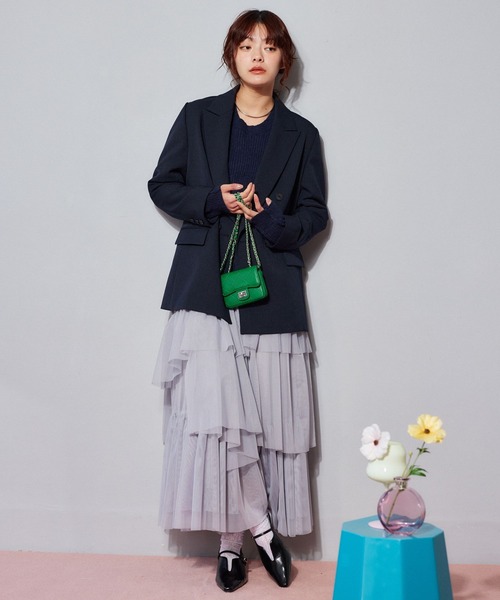 mysty woman（ミスティウーマン）の「切り替えアウトリンキングニット 640159（ニット/セーター・レディース・オフホワイト/ネイビー/ピンク・FREE）」の20枚目の写真