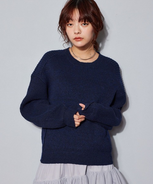 mysty woman（ミスティウーマン）の「切り替えアウトリンキングニット 640159（ニット/セーター・レディース・オフホワイト/ネイビー/ピンク・FREE）」の13枚目の写真