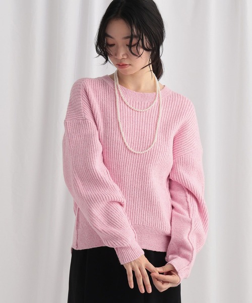 mysty woman（ミスティウーマン）の「切り替えアウトリンキングニット 640159（ニット/セーター・レディース・オフホワイト/ネイビー/ピンク・FREE）」の17枚目の写真