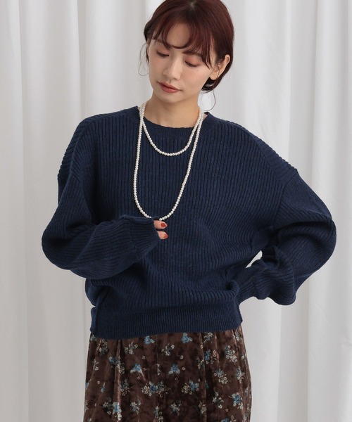 mysty woman（ミスティウーマン）の「切り替えアウトリンキングニット 640159（ニット/セーター・レディース・オフホワイト/ネイビー/ピンク・FREE）」の18枚目の写真