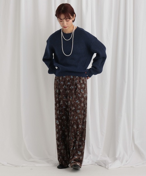 mysty woman（ミスティウーマン）の「切り替えアウトリンキングニット 640159（ニット/セーター・レディース・オフホワイト/ネイビー/ピンク・FREE）」の7枚目の写真