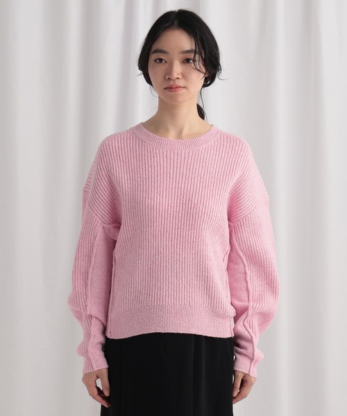 mysty woman（ミスティウーマン）の「切り替えアウトリンキングニット 640159（ニット/セーター・レディース・オフホワイト/ネイビー/ピンク・FREE）」の8枚目の写真