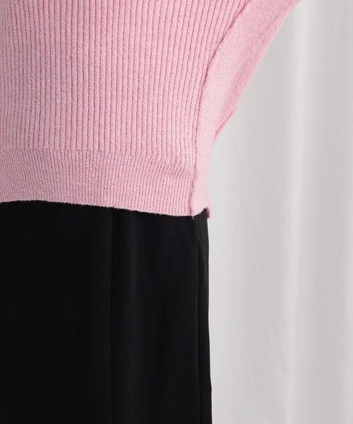 mysty woman（ミスティウーマン）の「切り替えアウトリンキングニット 640159（ニット/セーター・レディース・オフホワイト/ネイビー/ピンク・FREE）」の4枚目の写真
