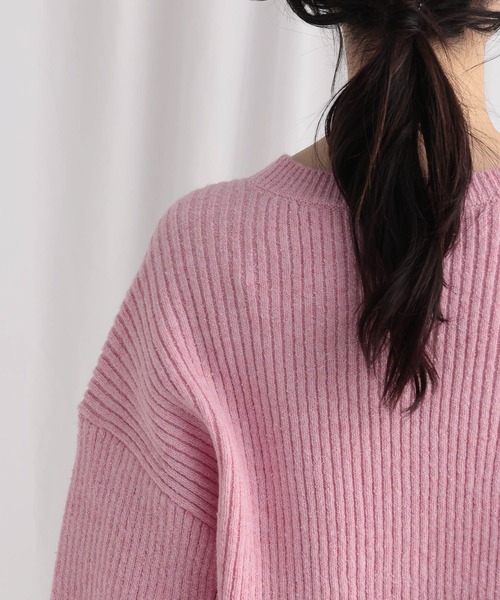 mysty woman（ミスティウーマン）の「切り替えアウトリンキングニット 640159（ニット/セーター・レディース・オフホワイト/ネイビー/ピンク・FREE）」の5枚目の写真