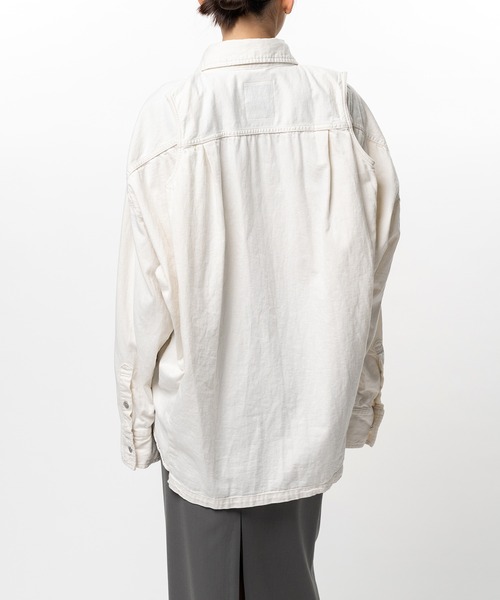 Maison MIHARA YASUHIRO(メゾンミハラヤスヒロ)の「Vest Combined Denim Shirt(シャツ/ブラウス・レディース・ホワイト/インディゴブルー・36/38)」の7枚目の写真