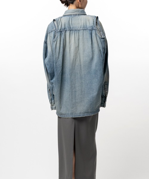 Maison MIHARA YASUHIRO(メゾンミハラヤスヒロ)の「Vest Combined Denim Shirt(シャツ/ブラウス・レディース・ホワイト/インディゴブルー・36/38)」の13枚目の写真