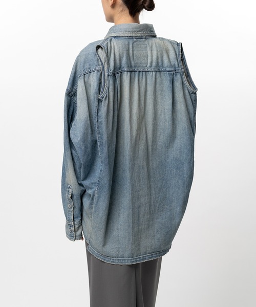 Maison MIHARA YASUHIRO(メゾンミハラヤスヒロ)の「Vest Combined Denim Shirt(シャツ/ブラウス・レディース・ホワイト/インディゴブルー・36/38)」の15枚目の写真