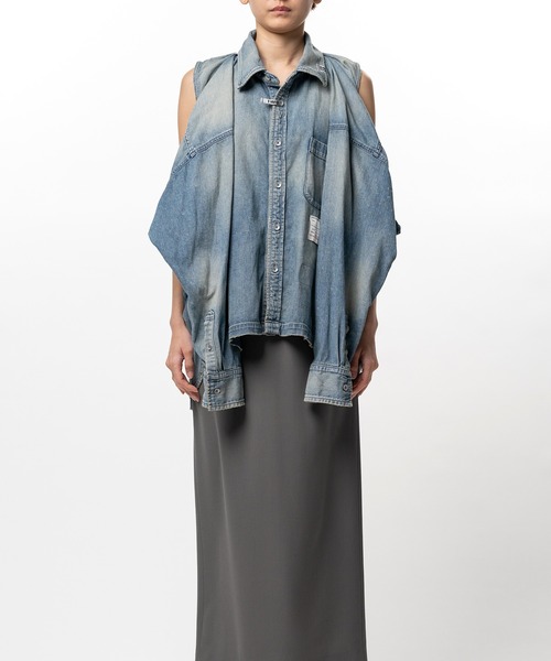 Maison MIHARA YASUHIRO(メゾンミハラヤスヒロ)の「Vest Combined Denim Shirt(シャツ/ブラウス・レディース・ホワイト/インディゴブルー・36/38)」の16枚目の写真