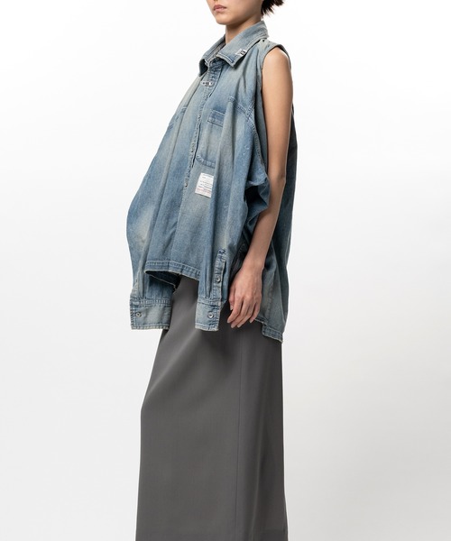 Maison MIHARA YASUHIRO(メゾンミハラヤスヒロ)の「Vest Combined Denim Shirt(シャツ/ブラウス・レディース・ホワイト/インディゴブルー・36/38)」の18枚目の写真