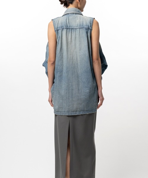 Maison MIHARA YASUHIRO(メゾンミハラヤスヒロ)の「Vest Combined Denim Shirt(シャツ/ブラウス・レディース・ホワイト/インディゴブルー・36/38)」の19枚目の写真