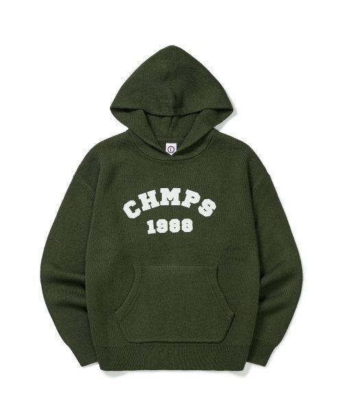 BORN CHAMPS(ボーンチャンプス)の「CHMPS Patch Knit Sweater Hoodie B22FT12KH(パーカー・レディース・その他・SMALL)」の1枚目の写真