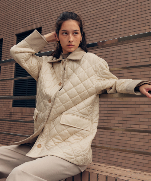 OCTETTE(オテット)の「RELAX QUILTED WORK JK_BEIGE(ダウンジャケット/コート・レディース・ベージュ・FREE)」の4枚目の写真