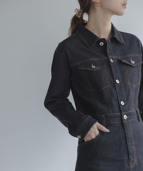 URBAN RESEARCH Sonny Label(アーバンリサーチサニーレーベル)の「デニムジャンパースカート(ワンピース・レディース・ブラック/インディゴブルー・38/36)」の3枚目の写真