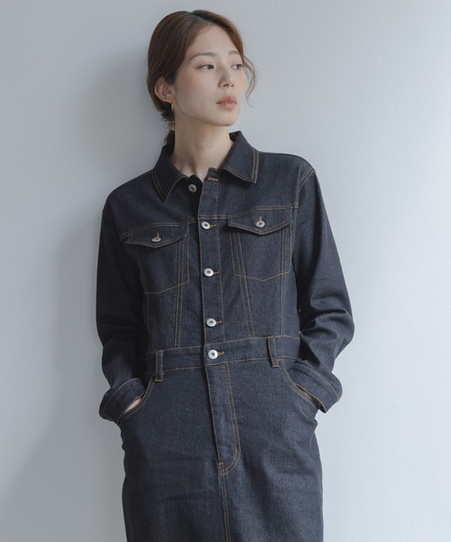 URBAN RESEARCH Sonny Label(アーバンリサーチサニーレーベル)の「デニムジャンパースカート(ワンピース・レディース・ブラック/インディゴブルー・38/36)」の4枚目の写真