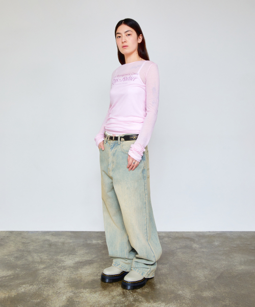 LMCの「WASHED STITCH DENIM WIDE JEAN sand(デニムパンツ・レディース・その他・S/M/L)」の3枚目の写真