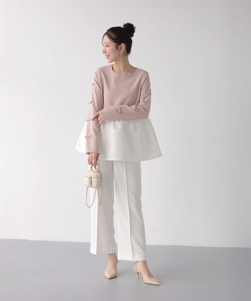 Fit more(フィットモア)の「袖リボンボリュームペプラムトップス(その他トップス・レディース・ブルーグレー/ブラック/ピンク・FREE)」の9枚目の写真