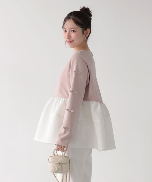 Fit more(フィットモア)の「袖リボンボリュームペプラムトップス(その他トップス・レディース・ブルーグレー/ブラック/ピンク・FREE)」の10枚目の写真