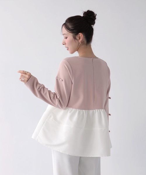 Fit more(フィットモア)の「袖リボンボリュームペプラムトップス(その他トップス・レディース・ブルーグレー/ブラック/ピンク・FREE)」の11枚目の写真
