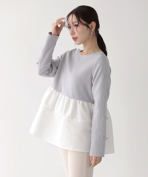 Fit more(フィットモア)の「袖リボンボリュームペプラムトップス(その他トップス・レディース・ブルーグレー/ブラック/ピンク・FREE)」の12枚目の写真