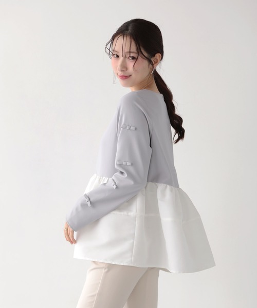 Fit more(フィットモア)の「袖リボンボリュームペプラムトップス(その他トップス・レディース・ブルーグレー/ブラック/ピンク・FREE)」の13枚目の写真
