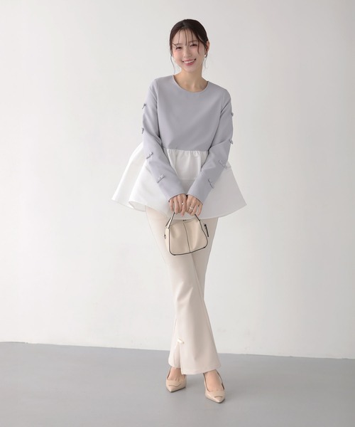 Fit more(フィットモア)の「袖リボンボリュームペプラムトップス(その他トップス・レディース・ブルーグレー/ブラック/ピンク・FREE)」の14枚目の写真