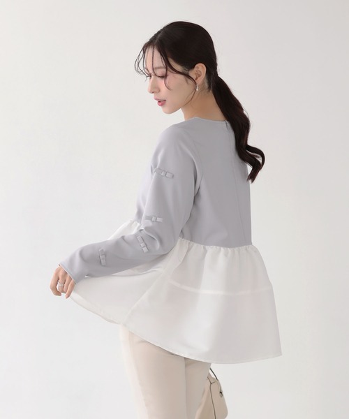 Fit more(フィットモア)の「袖リボンボリュームペプラムトップス(その他トップス・レディース・ブルーグレー/ブラック/ピンク・FREE)」の15枚目の写真