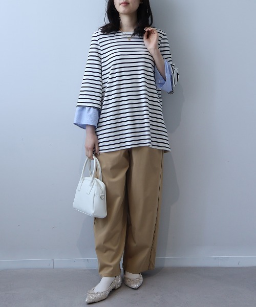 leswel(レスウェル)の「【L~5L 大きいサイズ】切替えストレッチワイドパンツ(その他パンツ・レディース・ベージュ/チャコールグレー・L/LL/3L/4L/5L)」の12枚目の写真