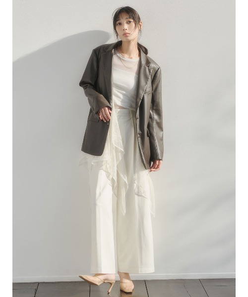 anuans(アニュアンス)の「レザーライクシングルオーバージャケット(その他アウター・レディース・ダークブラウン・F)」の6枚目の写真