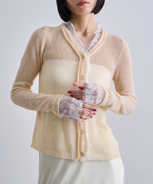 セール】レースドッキングシアーカーディガン（カーディガン/ボレロ