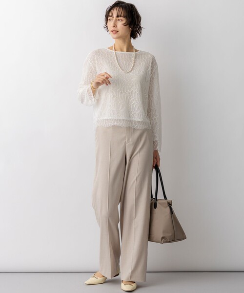 23区 L(ニジュウサンクオオキイサイズ)の「アイアスマットストレッチ ワイド パンツ(その他パンツ・レディース・ネイビー系・44/46/48/50)」の14枚目の写真
