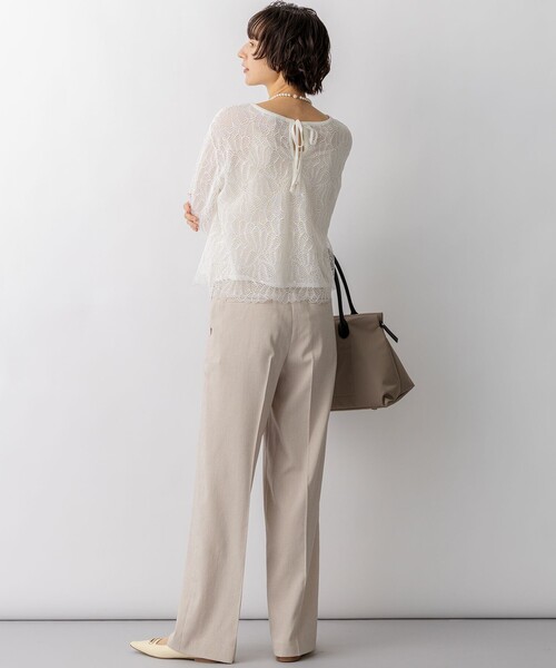 23区 L(ニジュウサンクオオキイサイズ)の「アイアスマットストレッチ ワイド パンツ(その他パンツ・レディース・ネイビー系・44/46/48/50)」の13枚目の写真