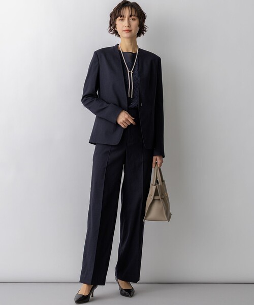 23区 L(ニジュウサンクオオキイサイズ)の「アイアスマットストレッチ ワイド パンツ(その他パンツ・レディース・ネイビー系・44/46/48/50)」の9枚目の写真