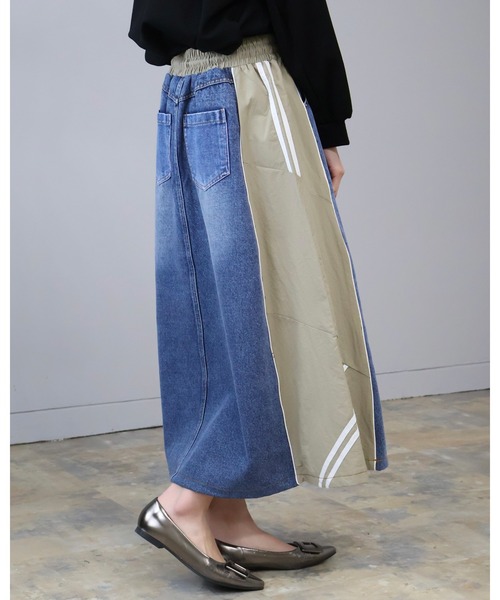 Doumoi(ドゥモエ)の「異素材切り替え デニムデザイン スカート(スカート・レディース・ベージュ系その他/ブラック系その他・FREE)」の15枚目の写真