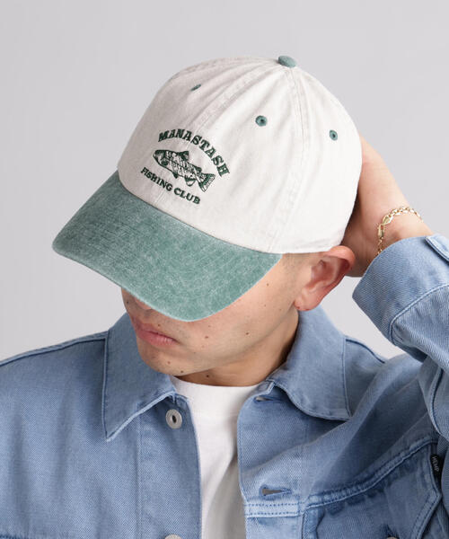 MANASTASH（マナスタッシュ）の「MANASTASH/マナスタッシュ/FISHING CLUB CAP（キャップ・メンズ・ブルー/ブラック/モスグリーン・F）」の2枚目の写真