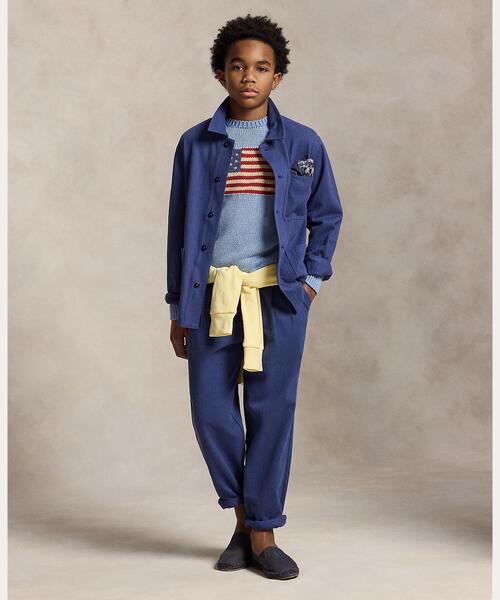 POLO RALPH LAUREN CHILDRENSWEAR(ポロ ラルフ ローレン チルドレンズウェア)の「ニット ヘリンボーン ユーティリティ ジャケット(カバーオール・キッズ・ネイビー系1・L/M/S/XL)」の4枚目の写真