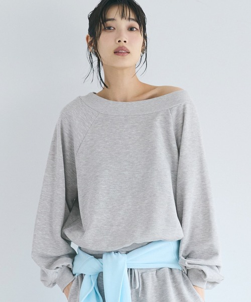 coca(coca)(コカ)の「裏毛オフショルダートップス(Tシャツ/カットソー・レディース・グレー/ライトピンク・M/L/S)」の2枚目の写真